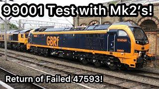 NEWLY Named 66313 Propels 99001 Around Eastern Rail Mk2's - Plus Return of FAILED 47593!
