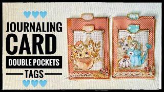 Junk Journal Ephemera - Journaling Card - Double Pockets Double Tags