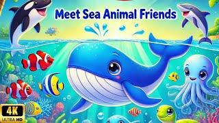 Meet Sea Animal Friends + Fun Songs & Peekaboo Game | Educational Video for Kids | Fun family game
