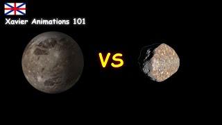 Smallest Moon of Jupiter  VS the Biggest Moon of Jupiter (Ganymede VS S/2003 J9)