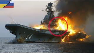 HORRIFYING FOOTAGE ON THE BLACK SEA! Russia's aircraft carrier “Kuznetsov” sunk by a Ukraine F-16's!