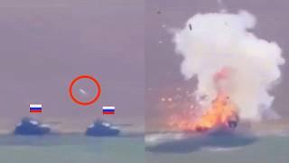 Javelin suddenly destroys a column of Russian tanks