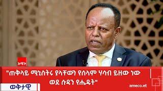 "ጠቅላይ ሚኒስትሩ ያላቸውን የሰላም ሃሳብ ይዘው ነው ወደ ሱዳን የሔዱት" አምባሳደር ታዬ አጽቀሥላሴ