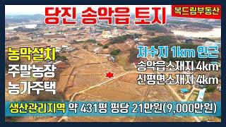 당진토지 송악읍 토지 전대저수지 인근 토지 약 431평 9,000만원(평당 약 21만원) 급매-농막설치, 주말농장, 농가주택지