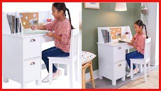 KidKraft Wooden Study Desk for Children with Chair, Bulletin Board and Cabinets, White