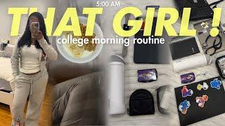 5 AM “THAT GIRL” college morning routine | realistic, morning habits, productive + college vlog