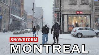 Heavy Snowstorm in Downtown Montreal, Canada - February 2025