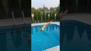 BACKWARDS Fancy Trick Dive into Pool from Diving Board #shorts