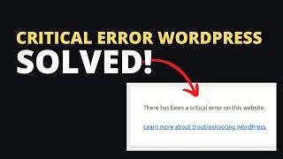 Solved "There has been a critical error on this website." in WordPress using hosting cPanel or FTP