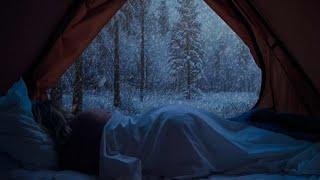 Sleeping in Tent with a Blizzard - Winter Tent Camping - Snow Storm & Heavy Snowfall for Deep Sleep