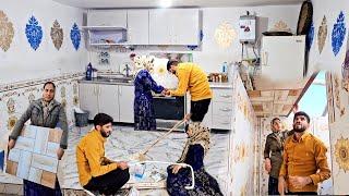 One family, one dream: the modern kitchen and bathroom of a young nomadic couple