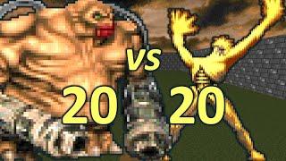 20 Mancubi vs 20 Arch-viles - Monster Infighting - Doom II Retro Battles