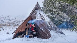 CAMPING in a SNOWSTORM with my Dog - calm before the storm!