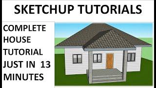 SKETCHUP TUTORIAL| SKETCHUP HOUSE TUTORIAL IN JUST 13 MINUTES