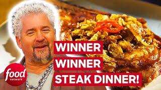 Guy Fieri LOVES Chef's INGENIOUS Steak Dinner! | Guy's Grocery Games