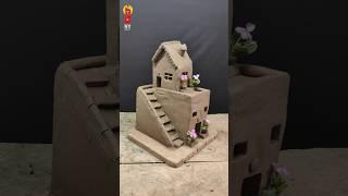 Beautiful mud house making with natural clay  #niroyadavartcraft #mudhouse #kids