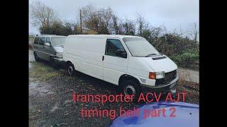 transporter t4 ACV/AJT timing belt replacement part 2 timing the camshaft position procedure