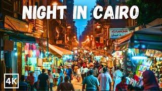 Cairo Egypt  - Busy Night Walk Downtown and Street Vendors | 4K Walking Tour