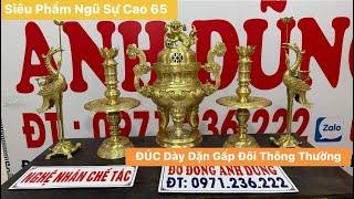Bộ Đỉnh Đồng Ngũ Sự Cao 65 Đúc Dày Dặn Gấp Đôi Thông Thường Hàng Quý Khách Hà Nội