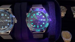 A look at lume! Our Rolex and Omega collection in the dark.