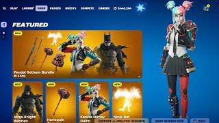 Ninja Knight Batman & Karuta Harley Quinn Skins, Bundles w/ EMOTE Fortnite Item Shop Showcase!