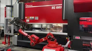 EVS Metal's Amada HG1003 with ATC and Automated Bending Robot Fabricating Solar Panel Mounts