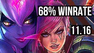 EVELYNN vs VI (JUNGLE) | 17/1/9, 68% winrate, Legendary | EUW Master | v11.16