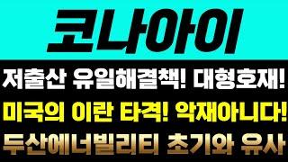 [코나아이 주가전망] 저출산 유일해결책! 대형호재!  미국의 이란 타격! 악재아니다! 두산에너빌리티 초기와 유사!