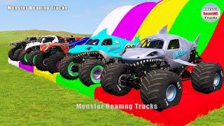 Triple Flatbed Trailer Monster Trucks Transport with Slide Color - BeamNG.drive 217