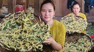 Harvest Caterpillars Goes To Market Sell - Daily Work Of Pregnant Women - Lý Thị Ca