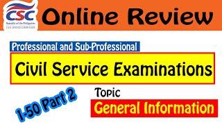 Civil Service Exam Reviewer 2024 Part 2 | CSC Reviewer General Information Part 2