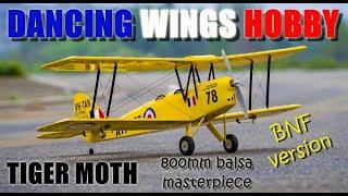 VINTAGE LOOKING Tiger Moth 800mm Wingspan Balsa Biplane RC Airplane ARF-BNF by DW Hobby Unboxing