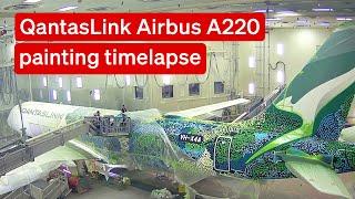 Painting timelapse of QantasLink Airbus A220 'Minyma Kutjara Tjukurpa'