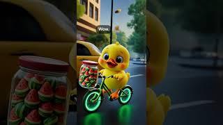 The little duck shares the joy of watermelon bubble gum with its little owner.#shorts