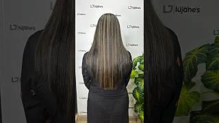 Medium Blonde Highlights on Black Hair #haircolor #hair #hairhighlights #hairstyle #youtubeshorts