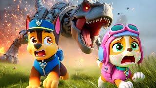 CHASE x SKYE Attacked By Robotic Dinosaur!! | Funny Story | Paw Patrol Ultimate Rescue | Rainbow 3