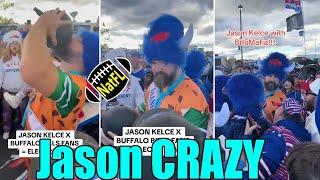 Jason Kelce has beer drinking contest with Buffalo Bills fans at MetLife Stadium