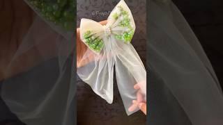 DIY Hair Bow with Pearls  and Net Cloth  #youtubeshorts #HairAccessories #diy #scrunchies #viral