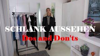 Schlank aussehen Bauch Bein Po Hüfte kaschieren Herbst Outfits Dos and Don'ts Tipps Mode Style Damen