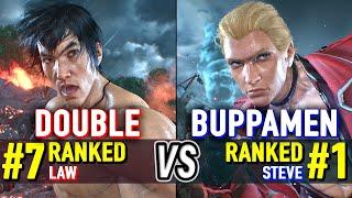 T8  DOUBLE (#7 Ranked Law) vs BUPPAMEN (#1 Ranked Steve)  Tekken 8 High Level Gameplay