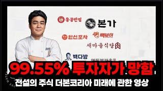 백종팔 백다이묘 이미 전설이 되어버린 더본코리아 주가의 미래