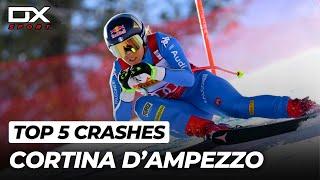 TOP 5 Crashes Cortina d'Ampezzo | Downhill | TRIBUTO 1000 ISCRITTI | 2024 