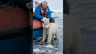 An old sailor saves a trapped bear, showing kindness while cleaning the ocean. #animals