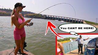 RANGER SHOWS UP At a LOADED SPILLWAY Full of FISH!!! (He wasn’t Happy…)