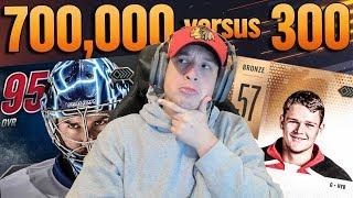 700,000 COIN GOALIE VS 300 COIN GOALIE! | NHL 19 HUT