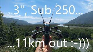 11km From home, 3" sub 250g... World record ??? 22.6km total trip, Long range FPV