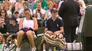 Jelena Jankovic having fun with ball boy