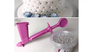 Drageekiss Pearl applicator,how to add dragees to a cake,gestepptes Muster Zuckerperlen ganz einfach