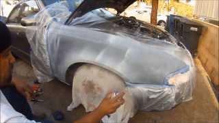 HOW 2 SPRAY PAINT A RUSTY CAR FENDER. HOW TO PAINT A CAR WITH SPRAY CANS