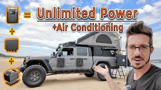 Air Conditioning + Heating on an Overland Jeep. Ecoflow Wave 2 and Alternator Charger